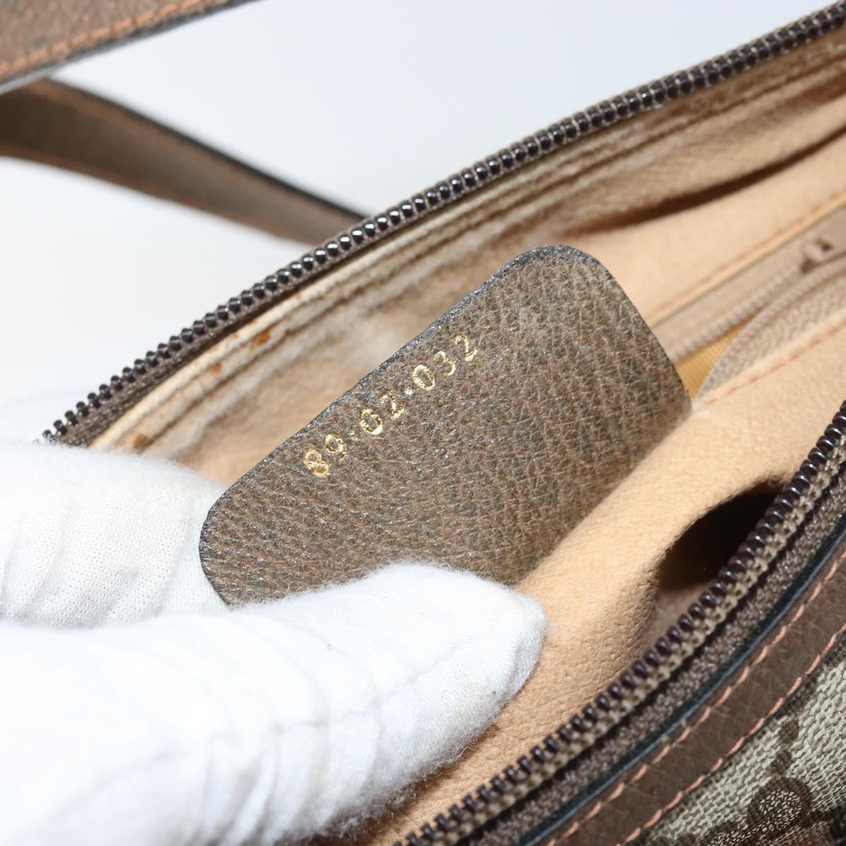 GUCCI GG Supreme Web Sherry Line Bag PVC Beige Gold 89 02 032 Auth 170109