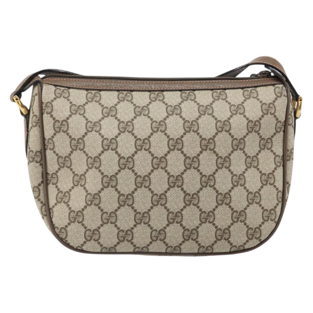 GUCCI GG Supreme Web Sherry Line Bag PVC Beige Gold 89 02 032 Auth 170109