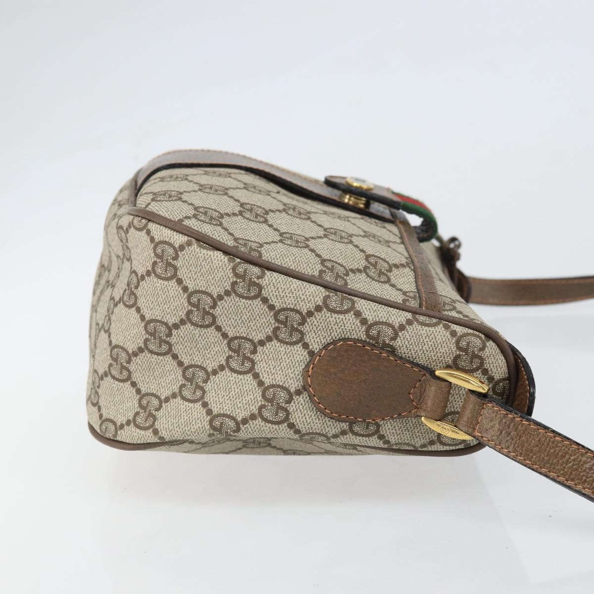 GUCCI GG Supreme Web Sherry Line Bag PVC Beige Gold 89 02 032 Auth 170109
