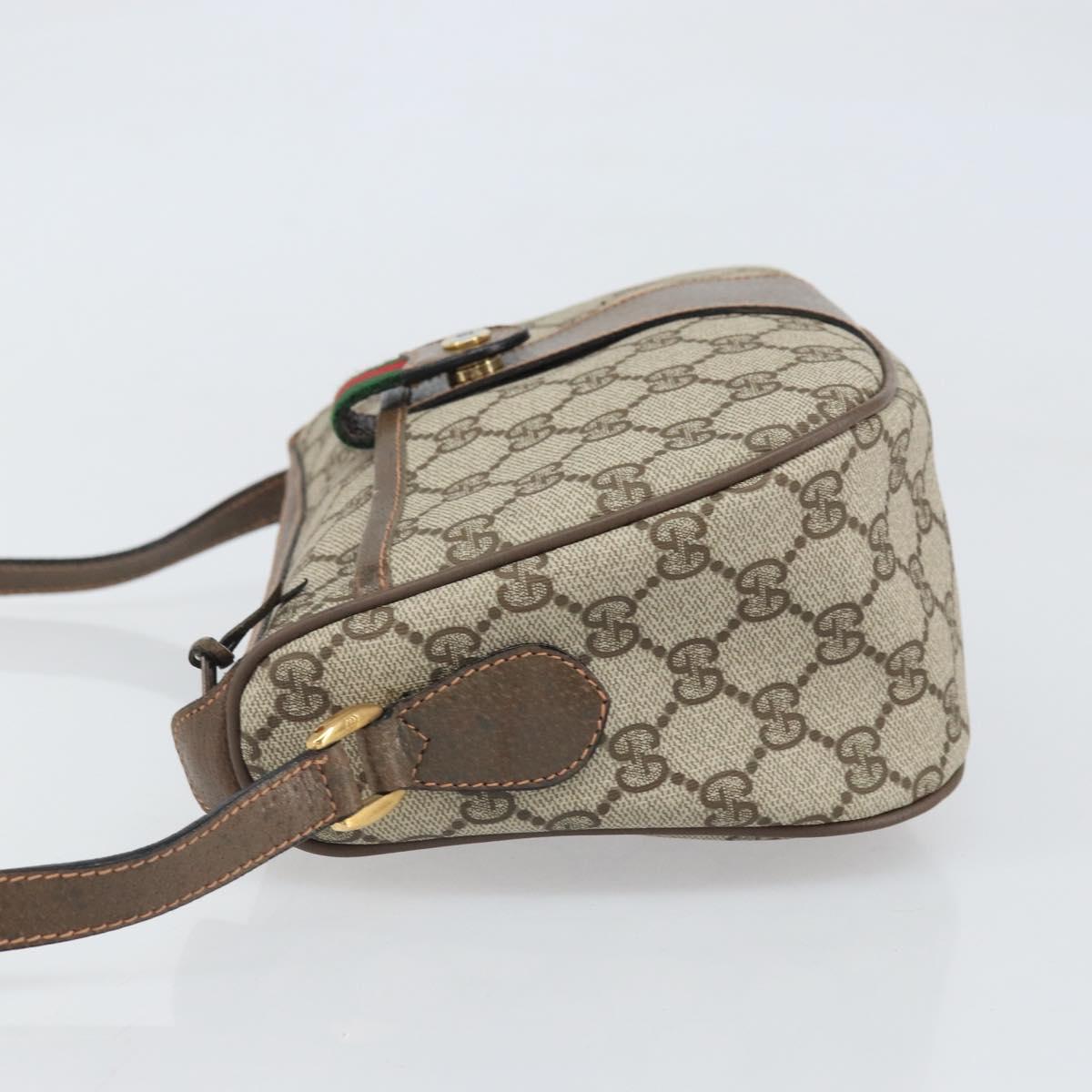 GUCCI GG Supreme Web Sherry Line Bag PVC Beige Gold 89 02 032 Auth 170109