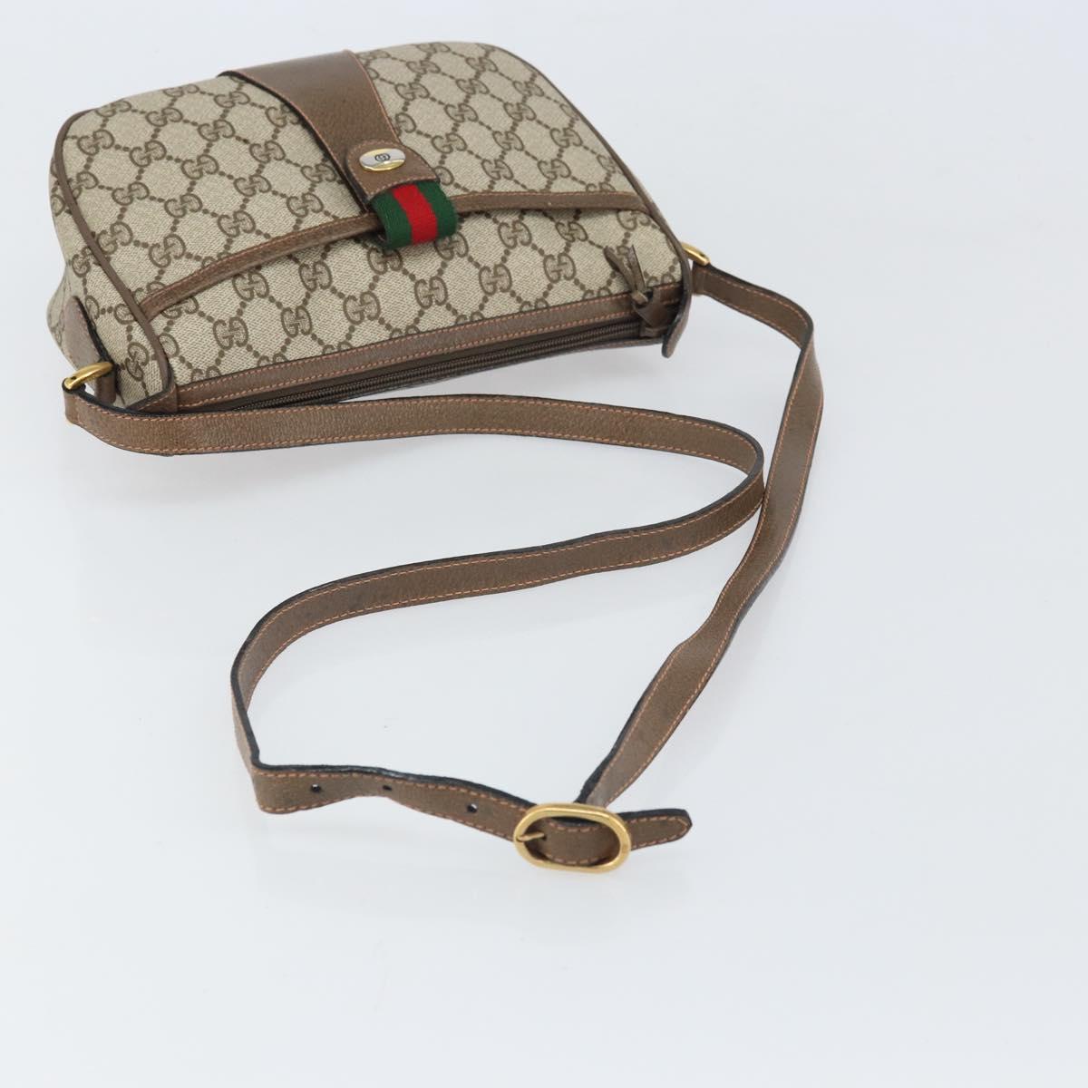 GUCCI GG Supreme Web Sherry Line Bag PVC Beige Gold 89 02 032 Auth 170109
