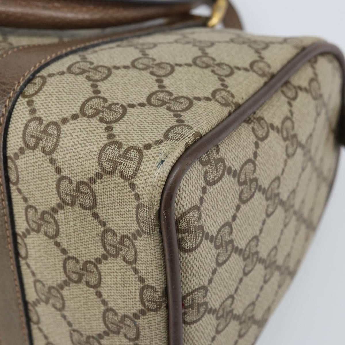 GUCCI GG Supreme Web Sherry Line Hand Bag PVC Beige Gold 39 02 006 Auth 170110