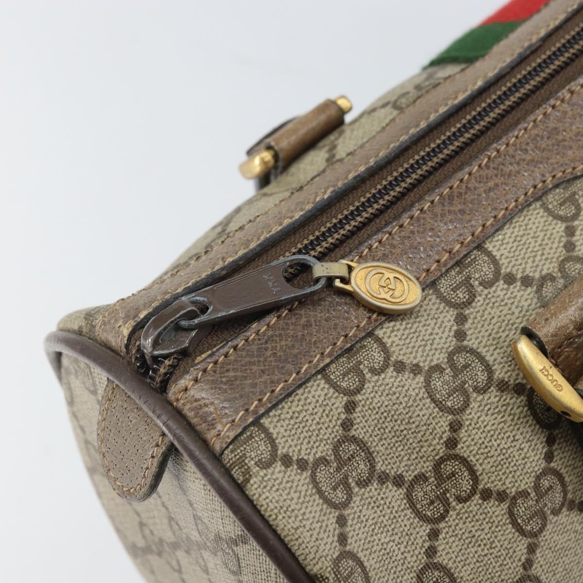 GUCCI GG Supreme Web Sherry Line Hand Bag PVC Beige Gold 39 02 006 Auth 170110