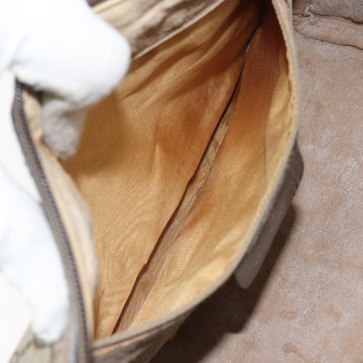 GUCCI GG Supreme Web Sherry Line Hand Bag PVC Beige Gold 39 02 006 Auth 170110