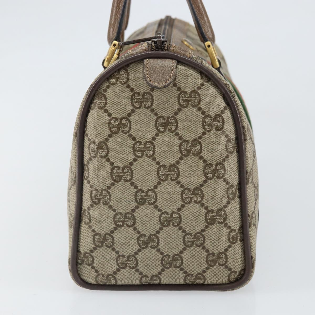 GUCCI GG Supreme Web Sherry Line Hand Bag PVC Beige Gold 39 02 006 Auth 170110