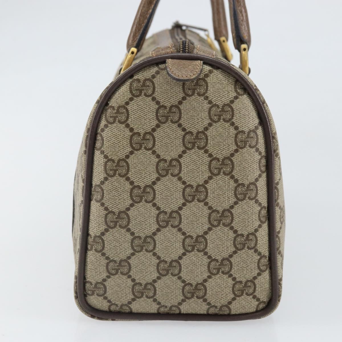 GUCCI GG Supreme Web Sherry Line Hand Bag PVC Beige Gold 39 02 006 Auth 170110