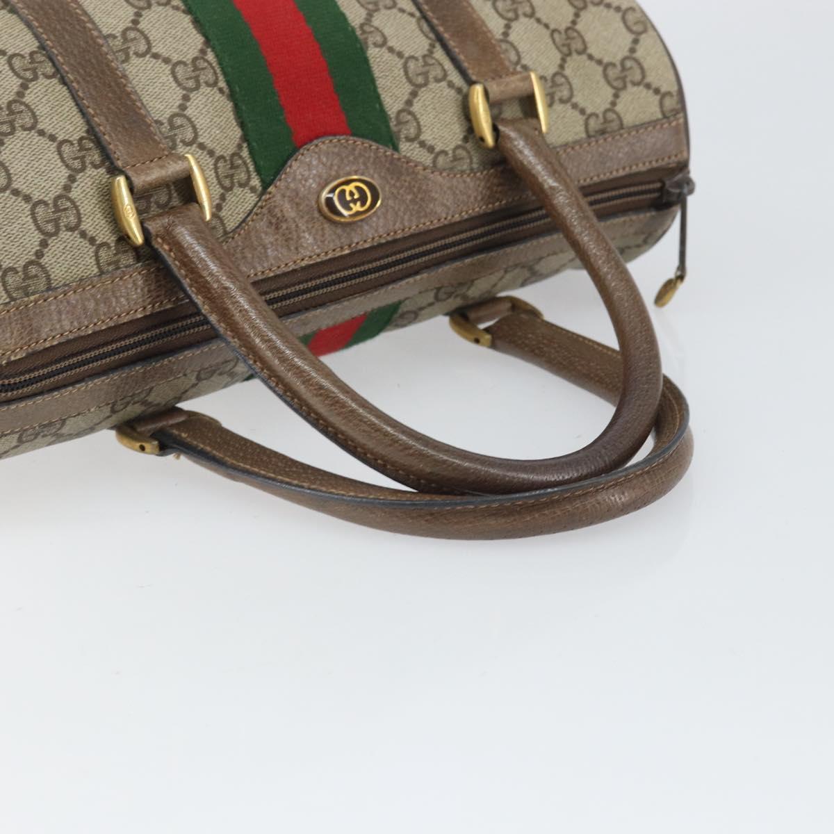 GUCCI GG Supreme Web Sherry Line Hand Bag PVC Beige Gold 39 02 006 Auth 170110