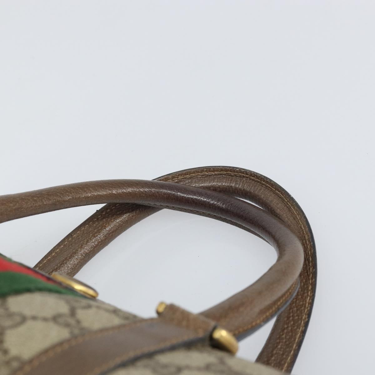 GUCCI GG Supreme Web Sherry Line Hand Bag PVC Beige Gold 39 02 006 Auth 170110