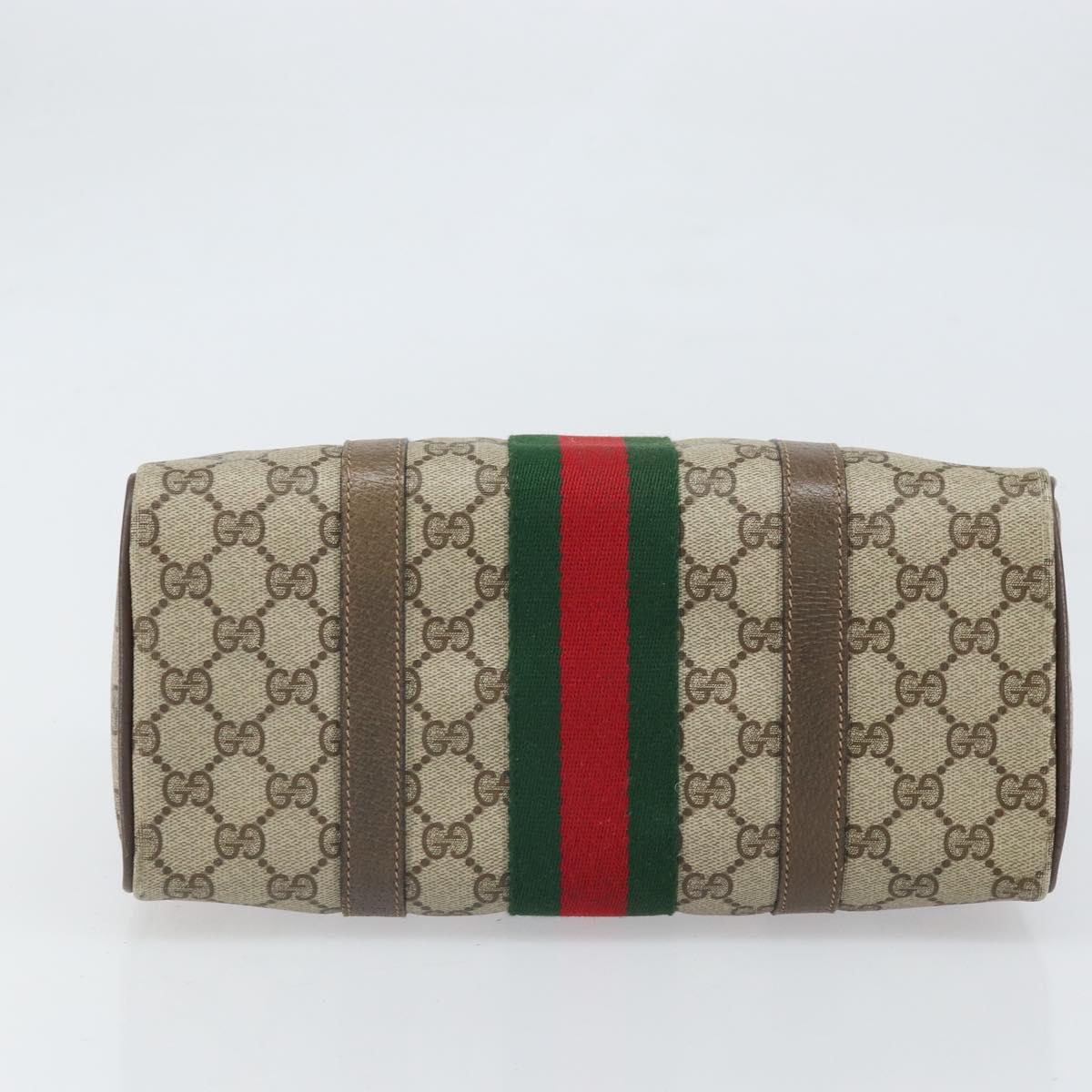 GUCCI GG Supreme Web Sherry Line Hand Bag PVC Beige Gold 39 02 006 Auth 170110