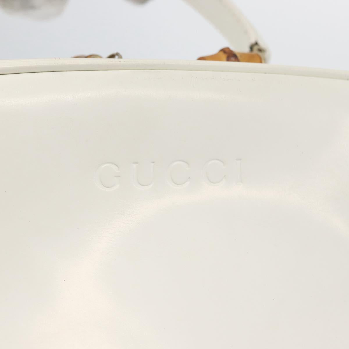 GUCCI Bamboo Vanity Hand Bag Patent 2way White Gold 000 270 0323 Auth 170112