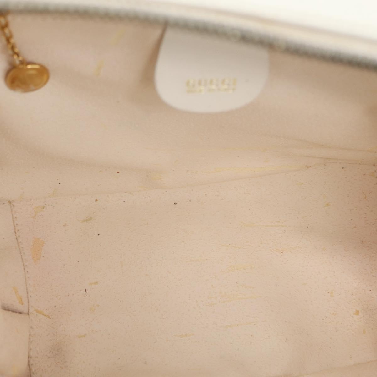 GUCCI Bamboo Vanity Hand Bag Patent 2way White Gold 000 270 0323 Auth 170112