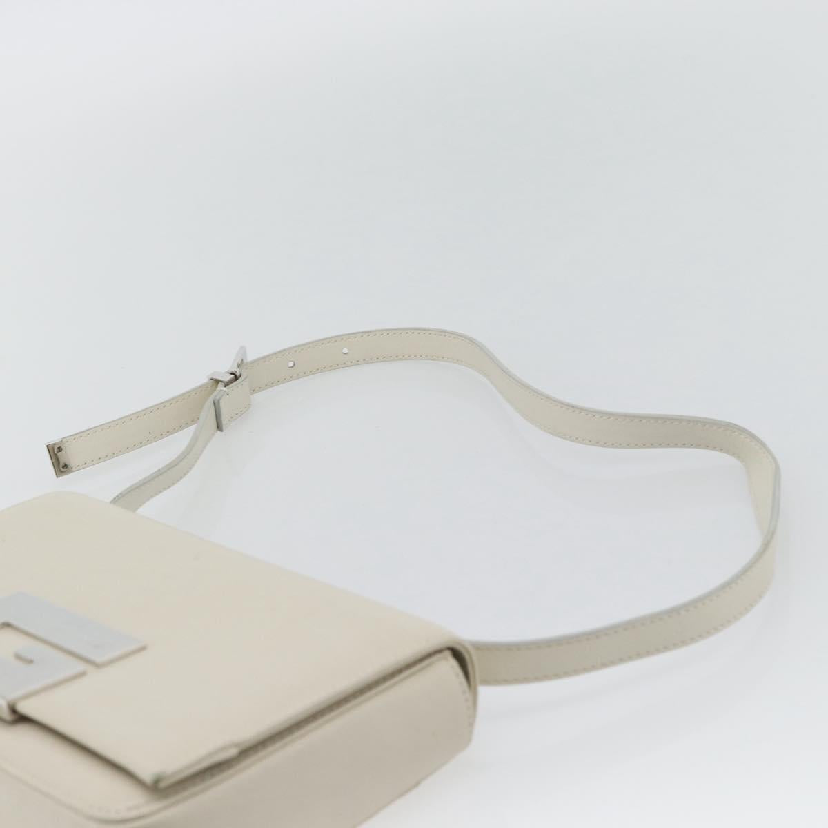 GUCCI Shoulder Bag Leather White Silver Auth 170113