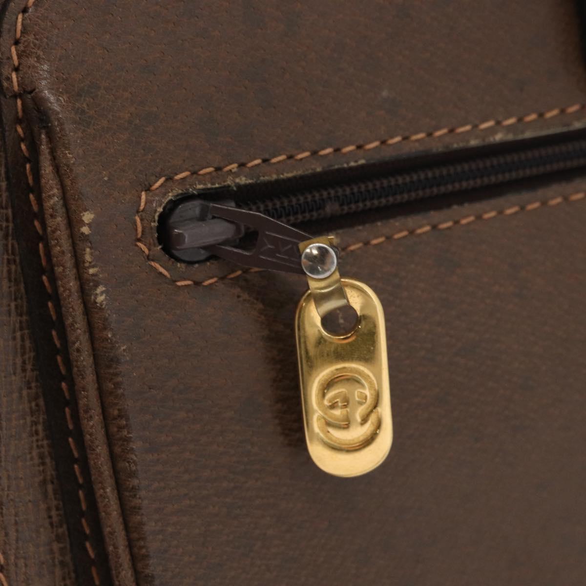 GUCCI Shoulder Bag Leather Brown Gold Auth 170114