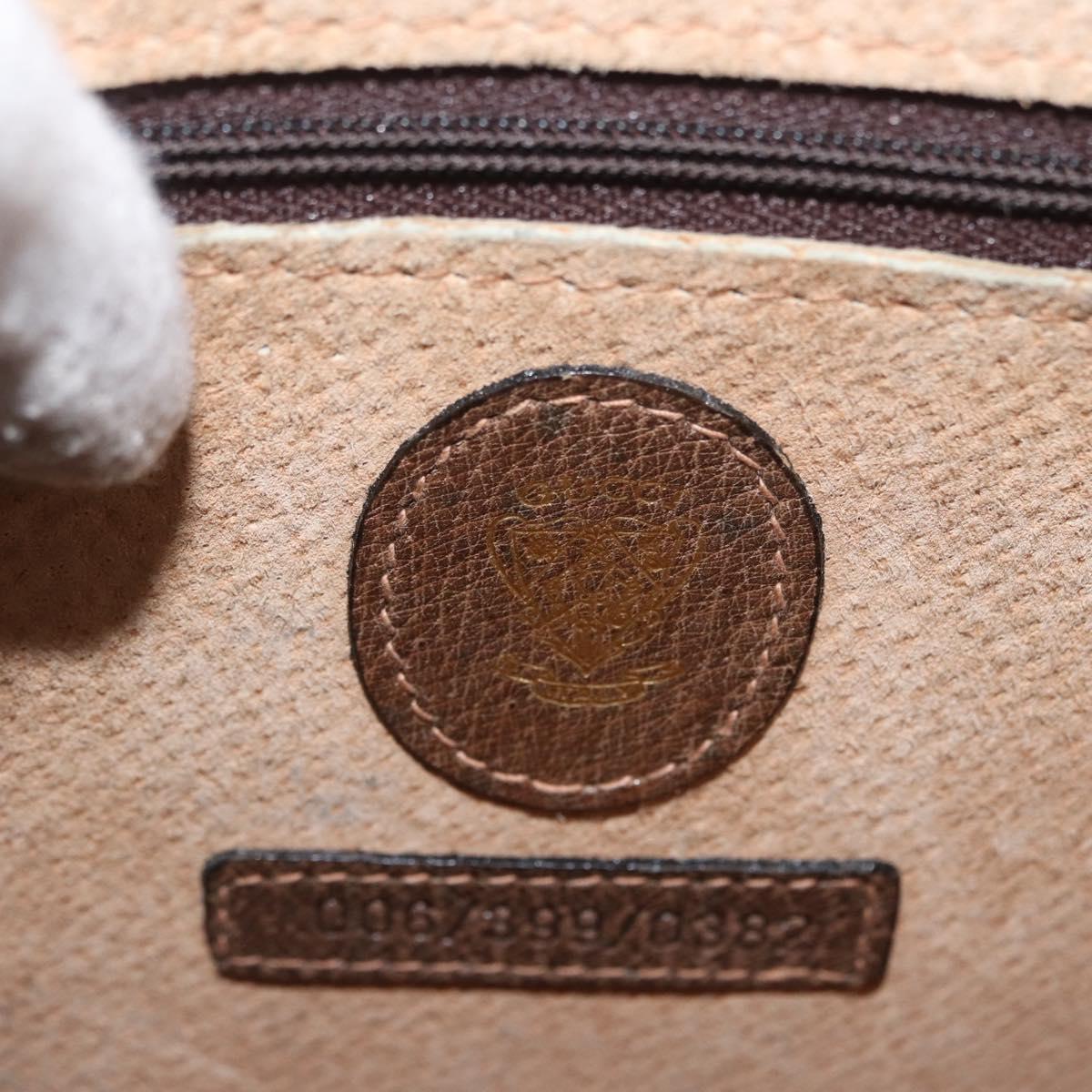 GUCCI Shoulder Bag Leather Brown Gold Auth 170114