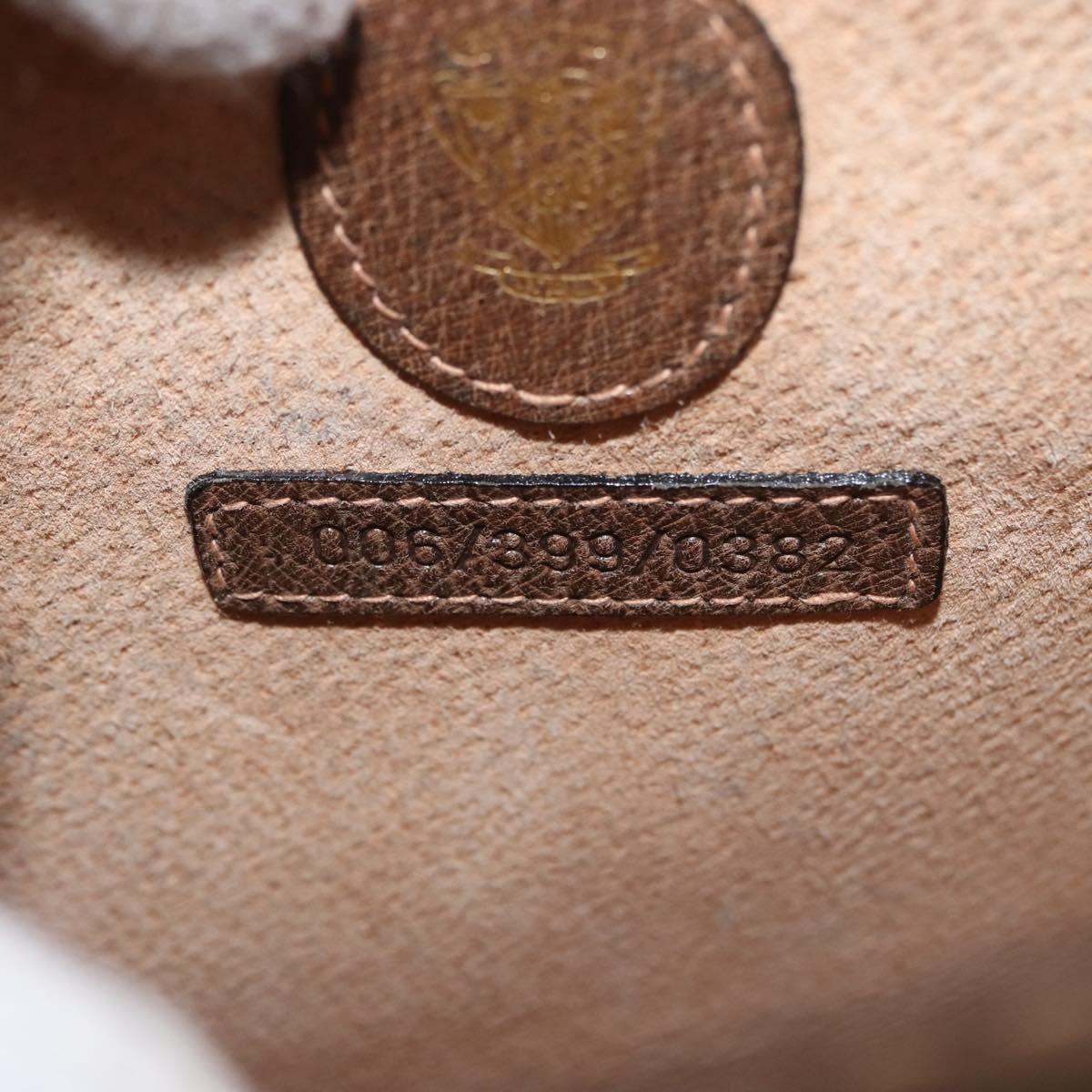 GUCCI Shoulder Bag Leather Brown Gold Auth 170114