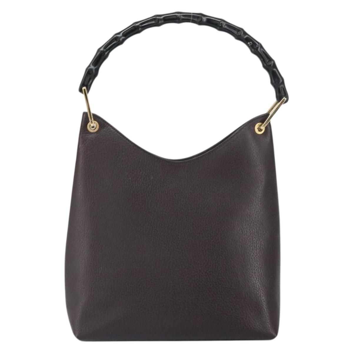 GUCCI Bamboo Tote Bag Leather Brown Gold 001 3007 3754 Auth 170115