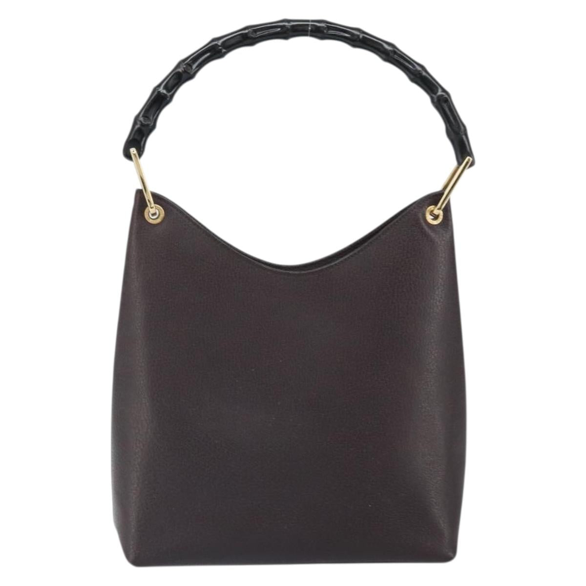 GUCCI Bamboo Tote Bag Leather Brown Gold 001 3007 3754 Auth 170115