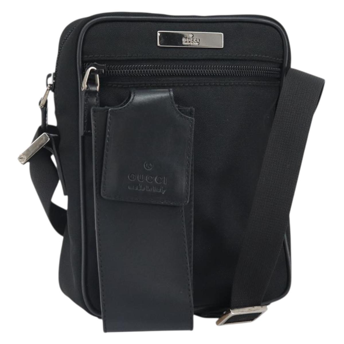 GUCCI Shoulder Bag Nylon Black Silver 018 1619 Auth 170116