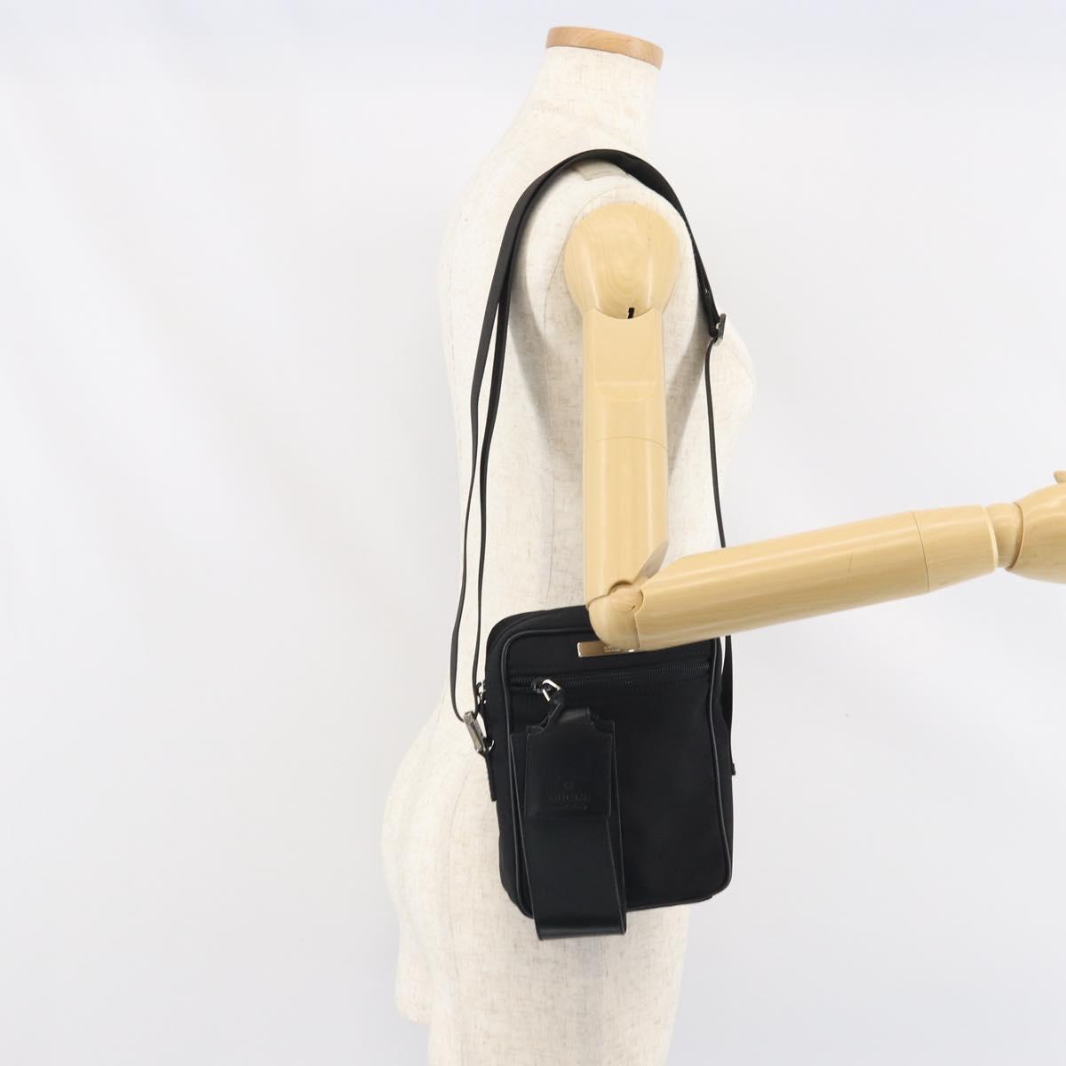 GUCCI Shoulder Bag Nylon Black Silver 018 1619 Auth 170116