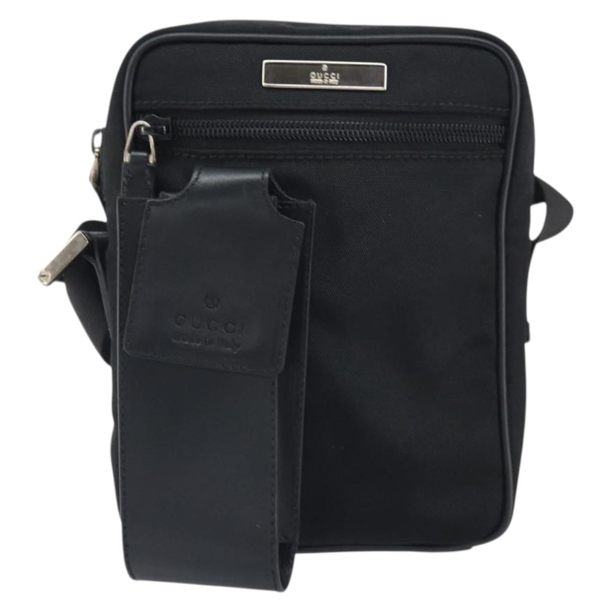 GUCCI Shoulder Bag Nylon Black Silver 018 1619 Auth 170116