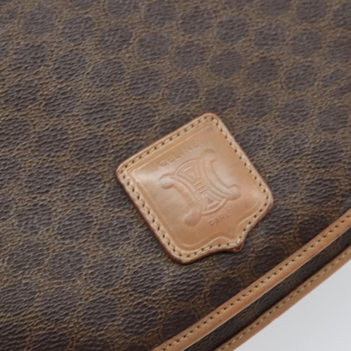 CELINE Macadam Canvas Shoulder Bag PVC Leather Brown Gold Auth 170119