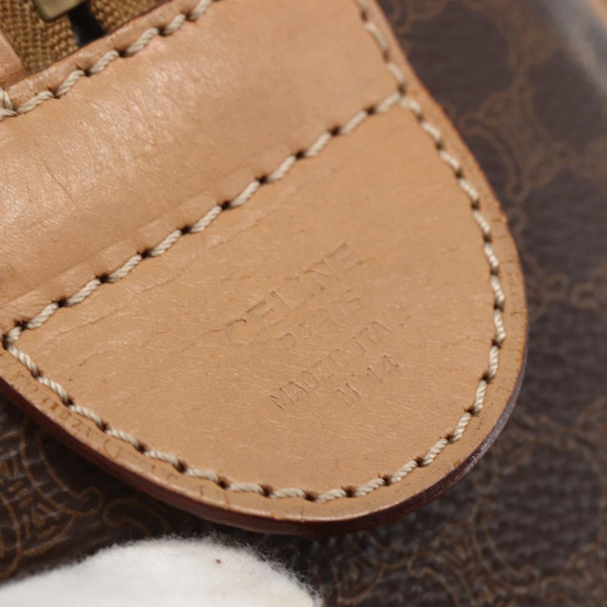 CELINE Macadam Canvas Boston Bag PVC Leather Brown Gold Auth 170121