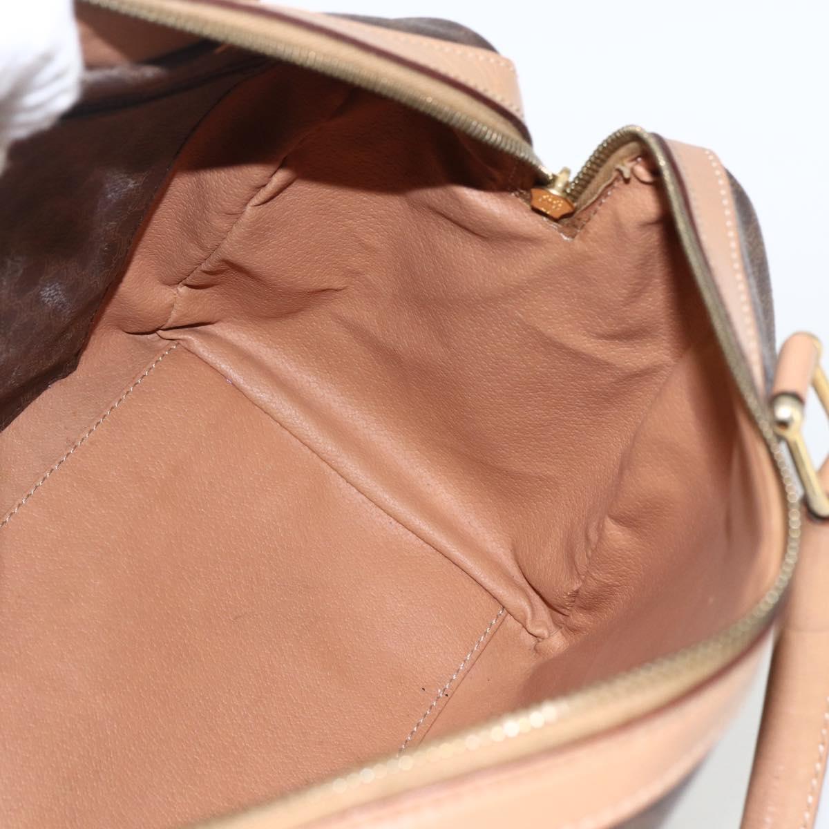 CELINE Macadam Canvas Boston Bag PVC Leather Brown Gold Auth 170121