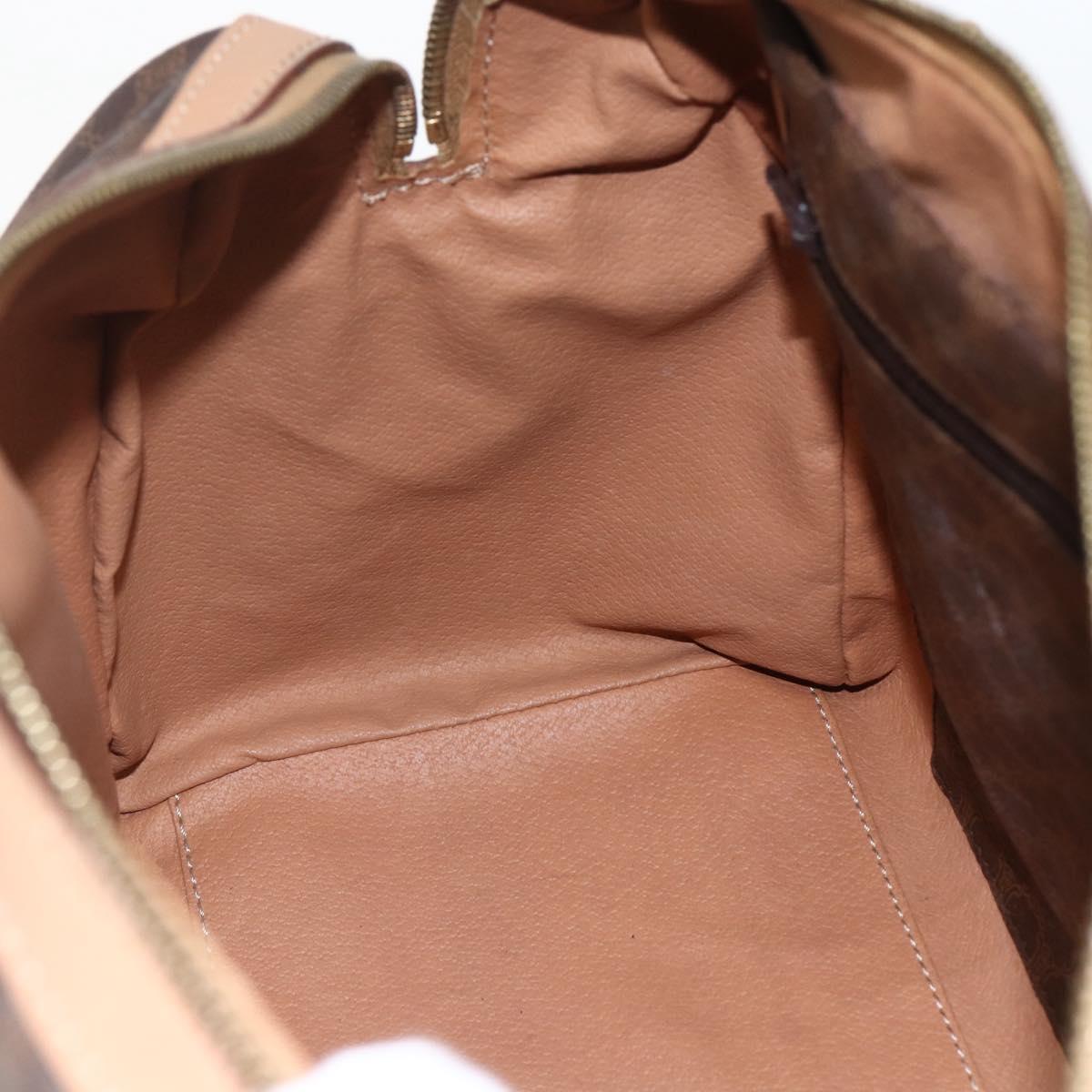 CELINE Macadam Canvas Boston Bag PVC Leather Brown Gold Auth 170121