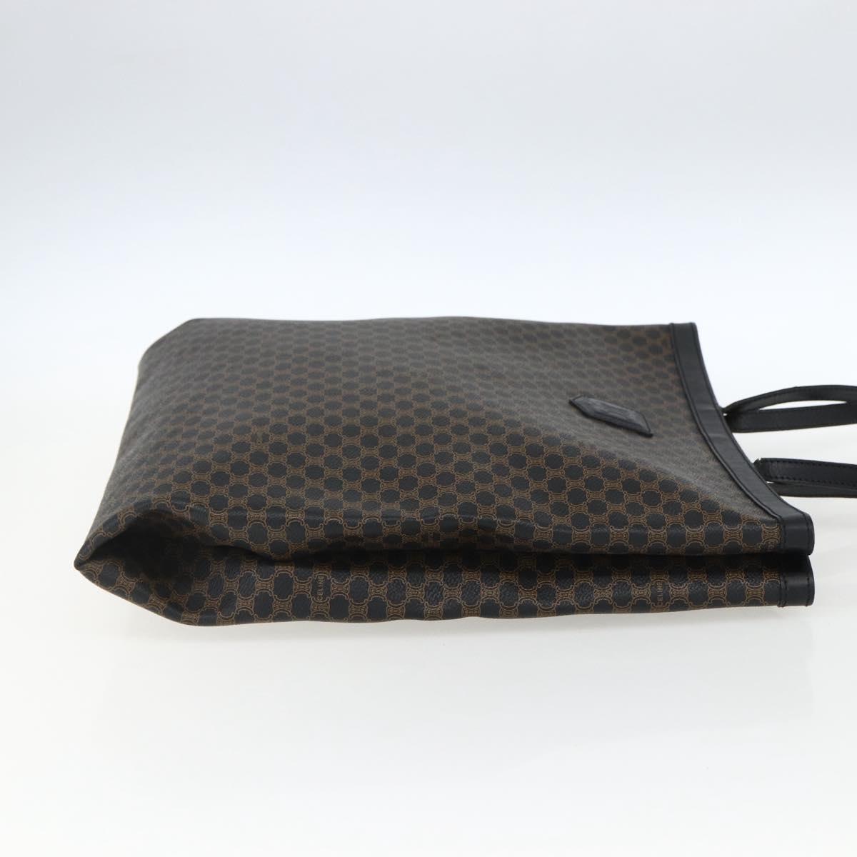 CELINE Macadam Canvas Hand Bag PVC Leather Black Gold Auth 170122