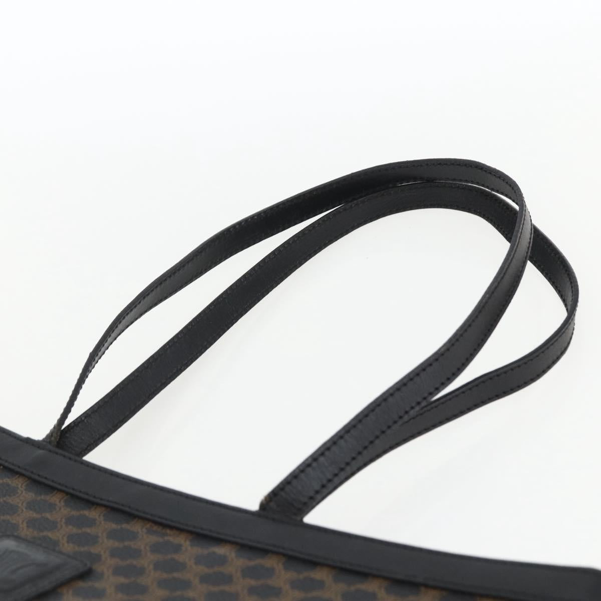 CELINE Macadam Canvas Hand Bag PVC Leather Black Gold Auth 170122