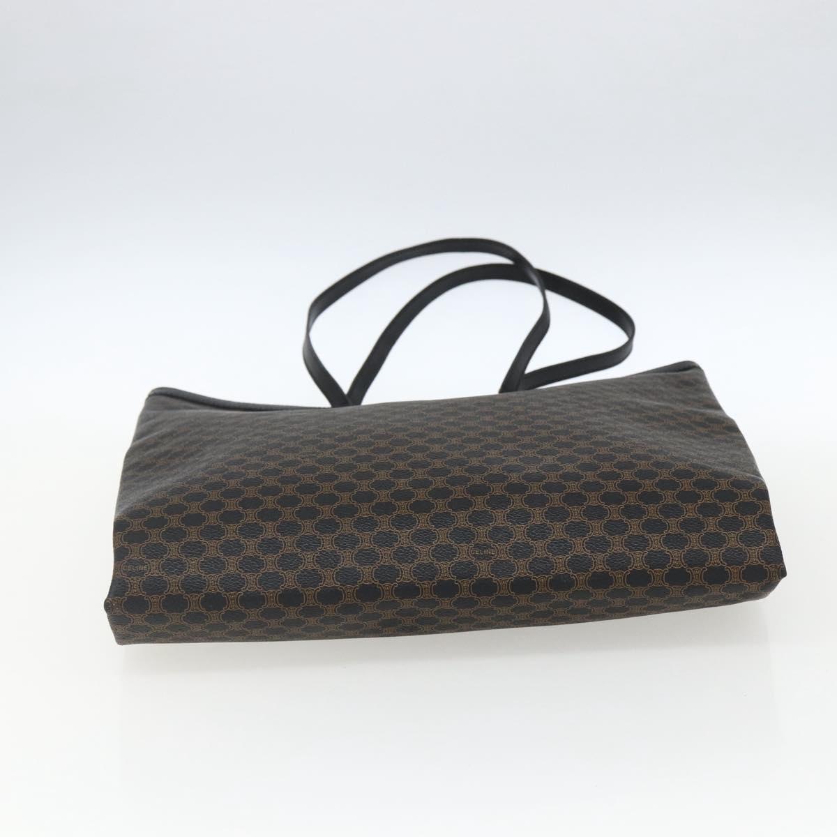 CELINE Macadam Canvas Hand Bag PVC Leather Black Gold Auth 170122