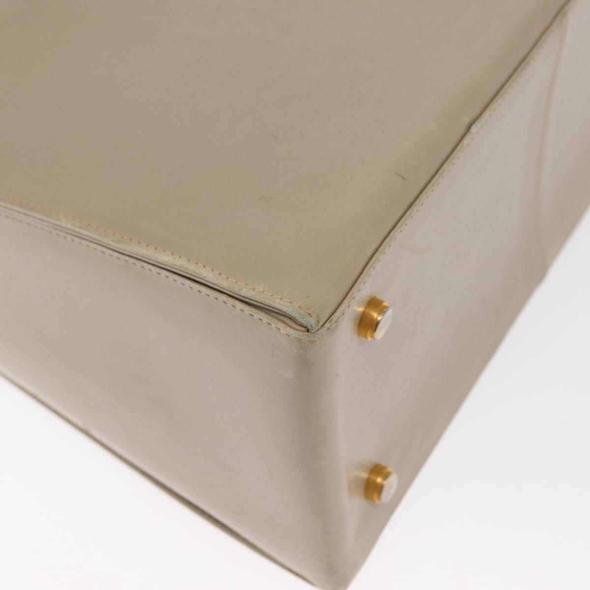 Salvatore Ferragamo Gancini Hand Bag Leather Beige Gold Auth 170123