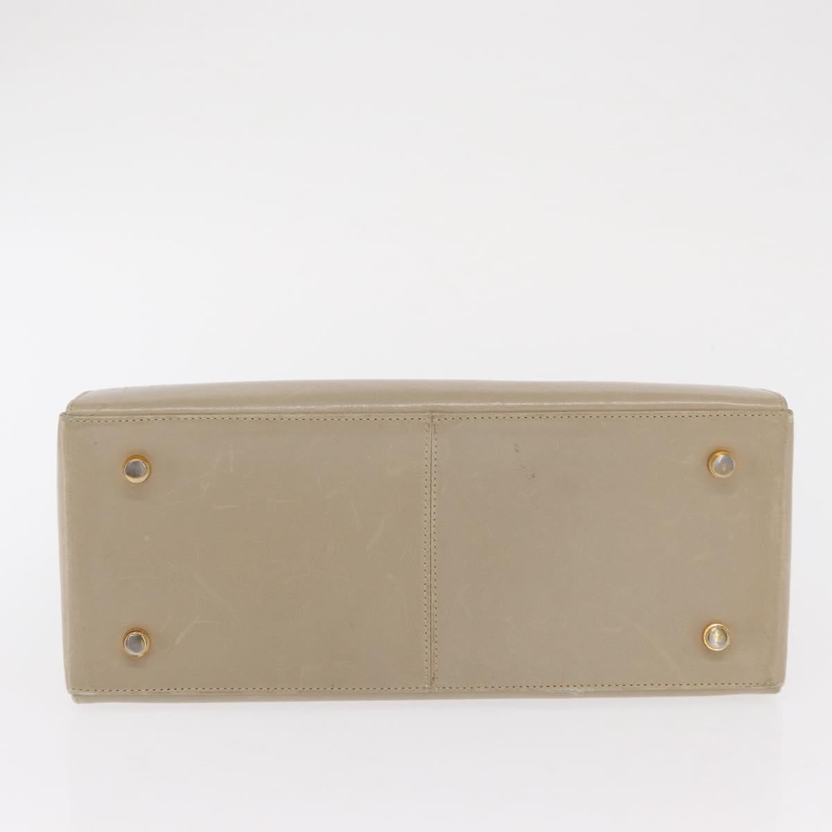 Salvatore Ferragamo Gancini Hand Bag Leather Beige Gold Auth 170123