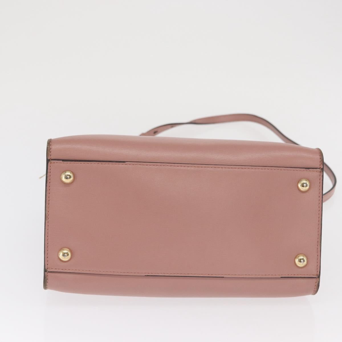 Salvatore Ferragamo Vala Hand Bag Leather 2way Pink Gold Auth 170124