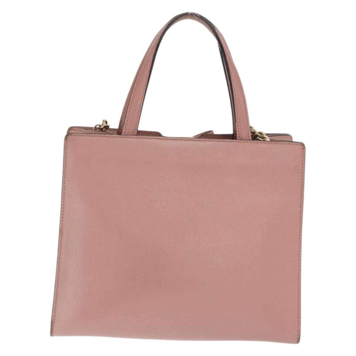 Salvatore Ferragamo Vala Hand Bag Leather 2way Pink Gold Auth 170124