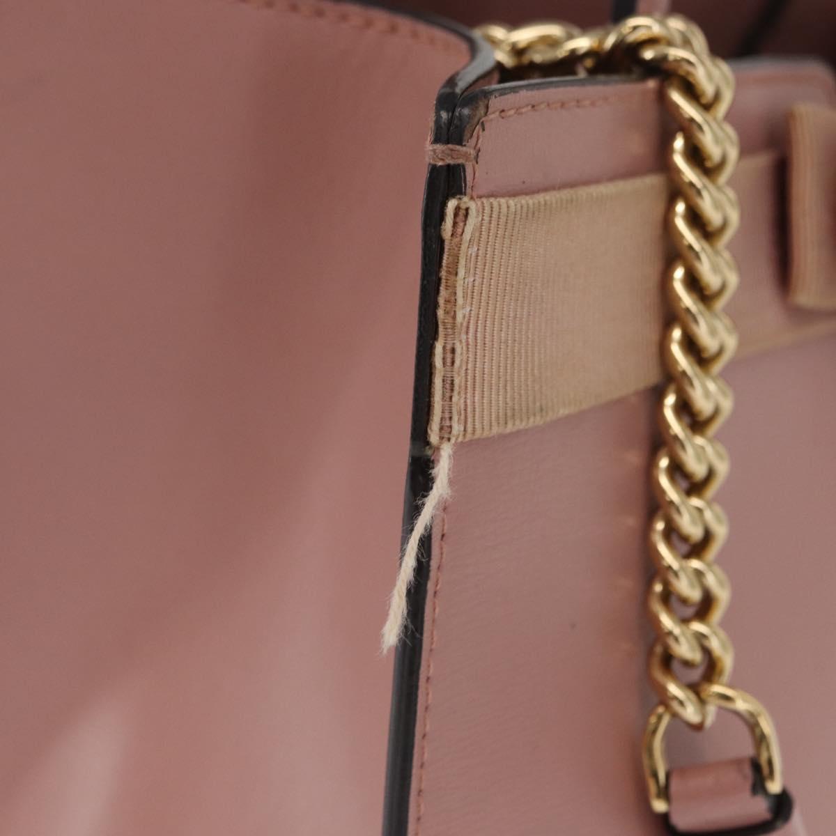 Salvatore Ferragamo Vala Hand Bag Leather 2way Pink Gold Auth 170124