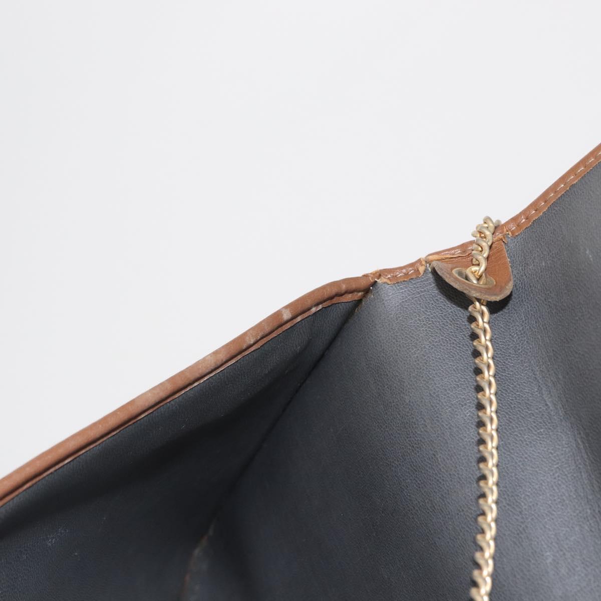 Christian Dior Honeycomb Canvas Chain Shoulder Bag PVC Black Gold Auth 170125