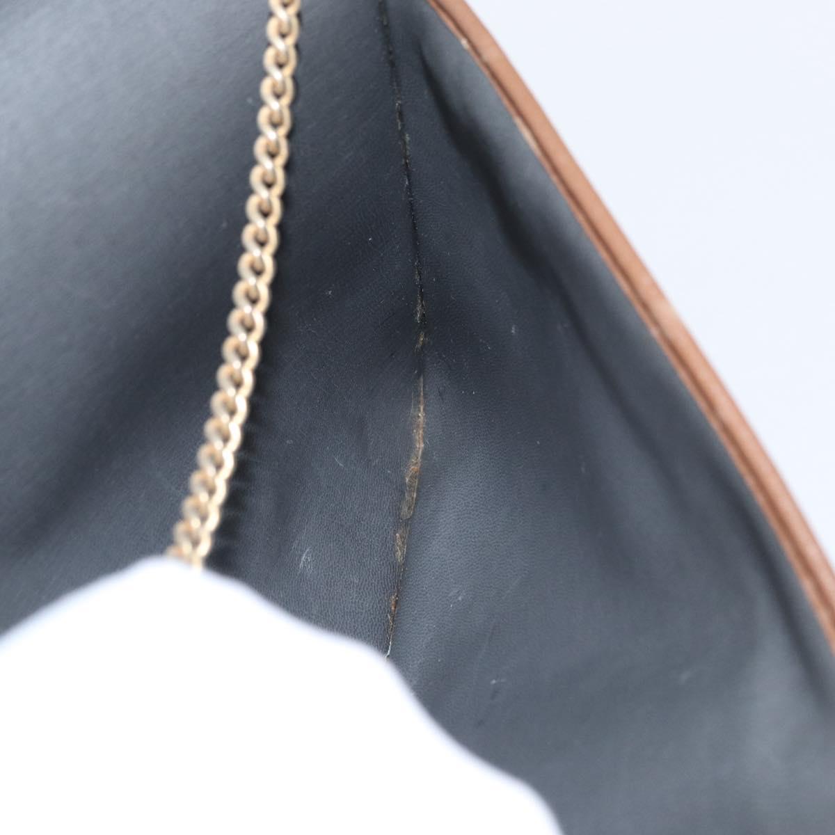 Christian Dior Honeycomb Canvas Chain Shoulder Bag PVC Black Gold Auth 170125