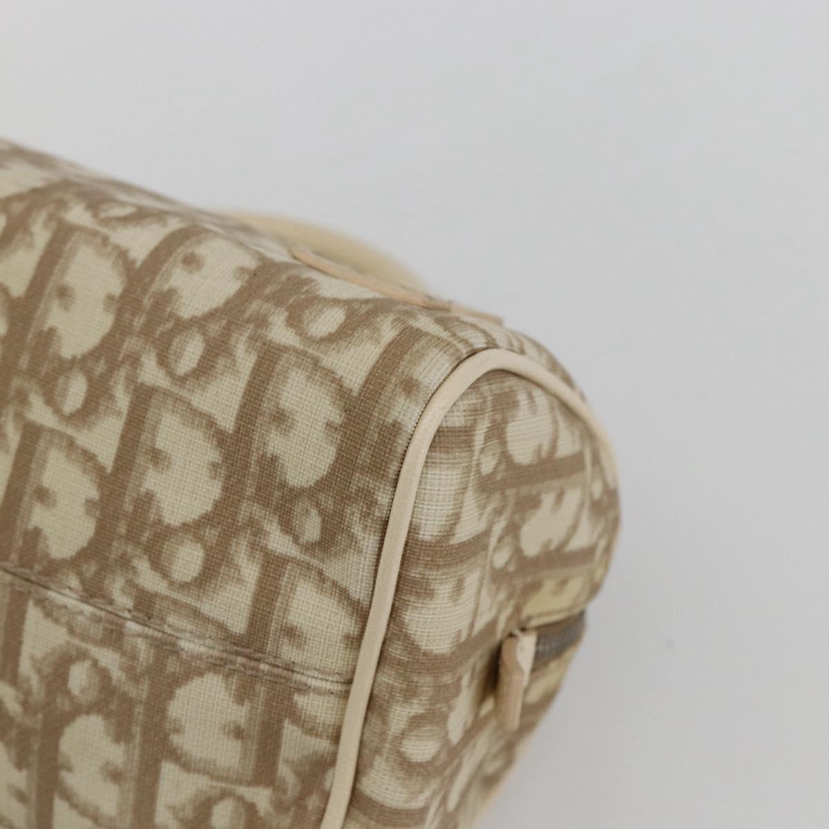 Christian Dior Trotter Canvas Hand Bag PVC Beige Silver Auth 170126V