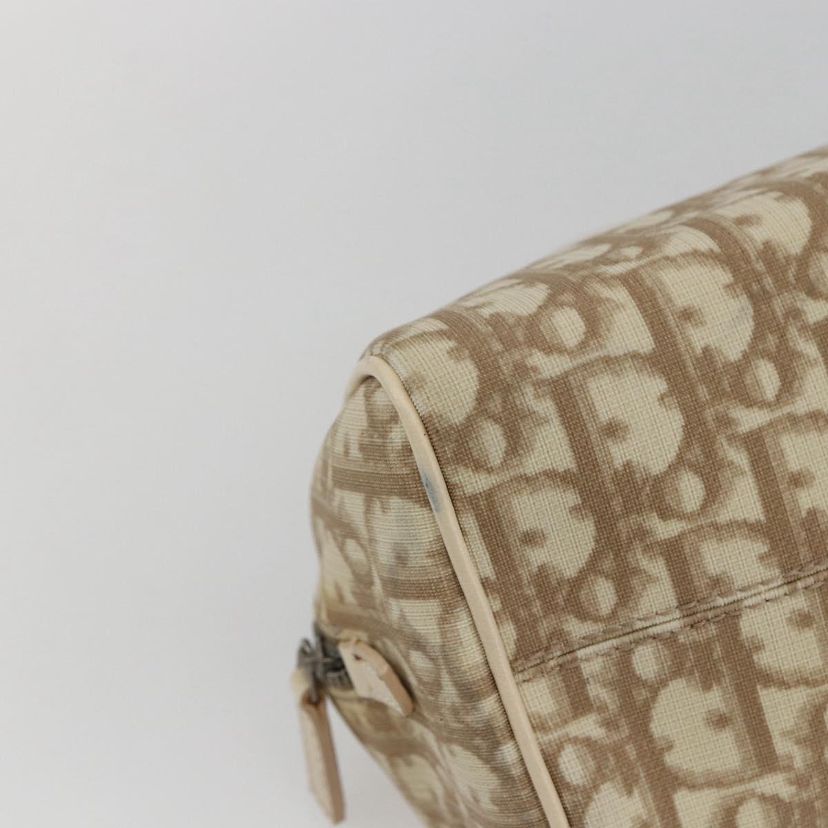 Christian Dior Trotter Canvas Hand Bag PVC Beige Silver Auth 170126V