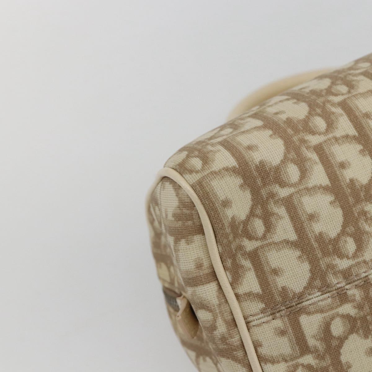 Christian Dior Trotter Canvas Hand Bag PVC Beige Silver Auth 170126V