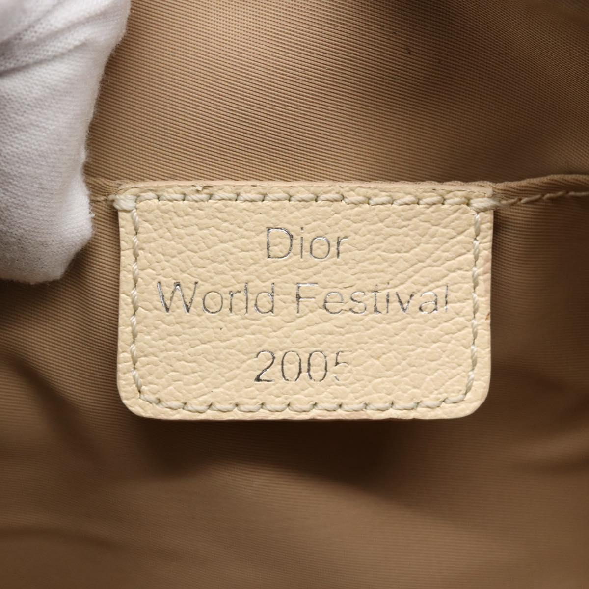 Christian Dior Trotter Canvas Hand Bag PVC Beige Silver Auth 170126V