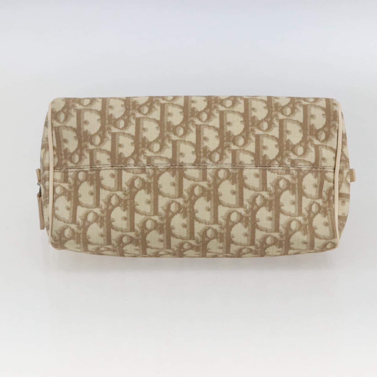 Christian Dior Trotter Canvas Hand Bag PVC Beige Silver Auth 170126V