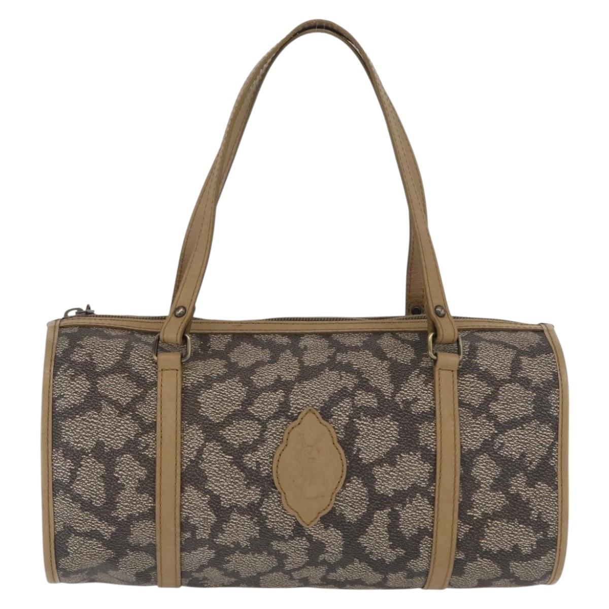 SAINT LAURENT Hand Bag Leather Beige Auth 170128