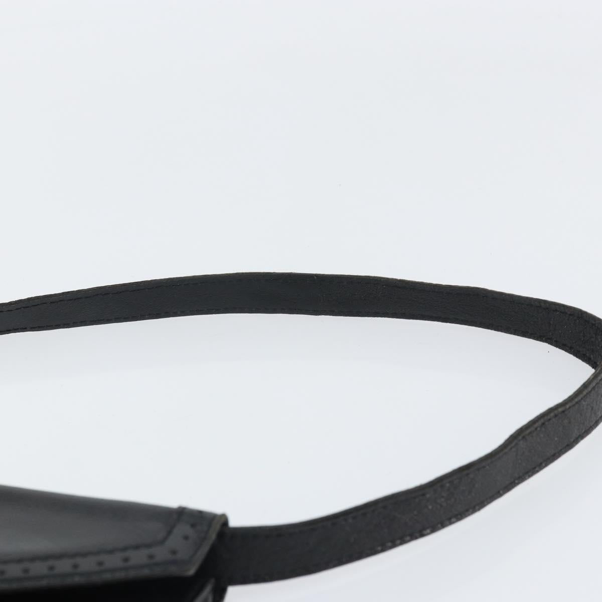 SAINT LAURENT Shoulder Bag Leather Black Gold Auth 170129