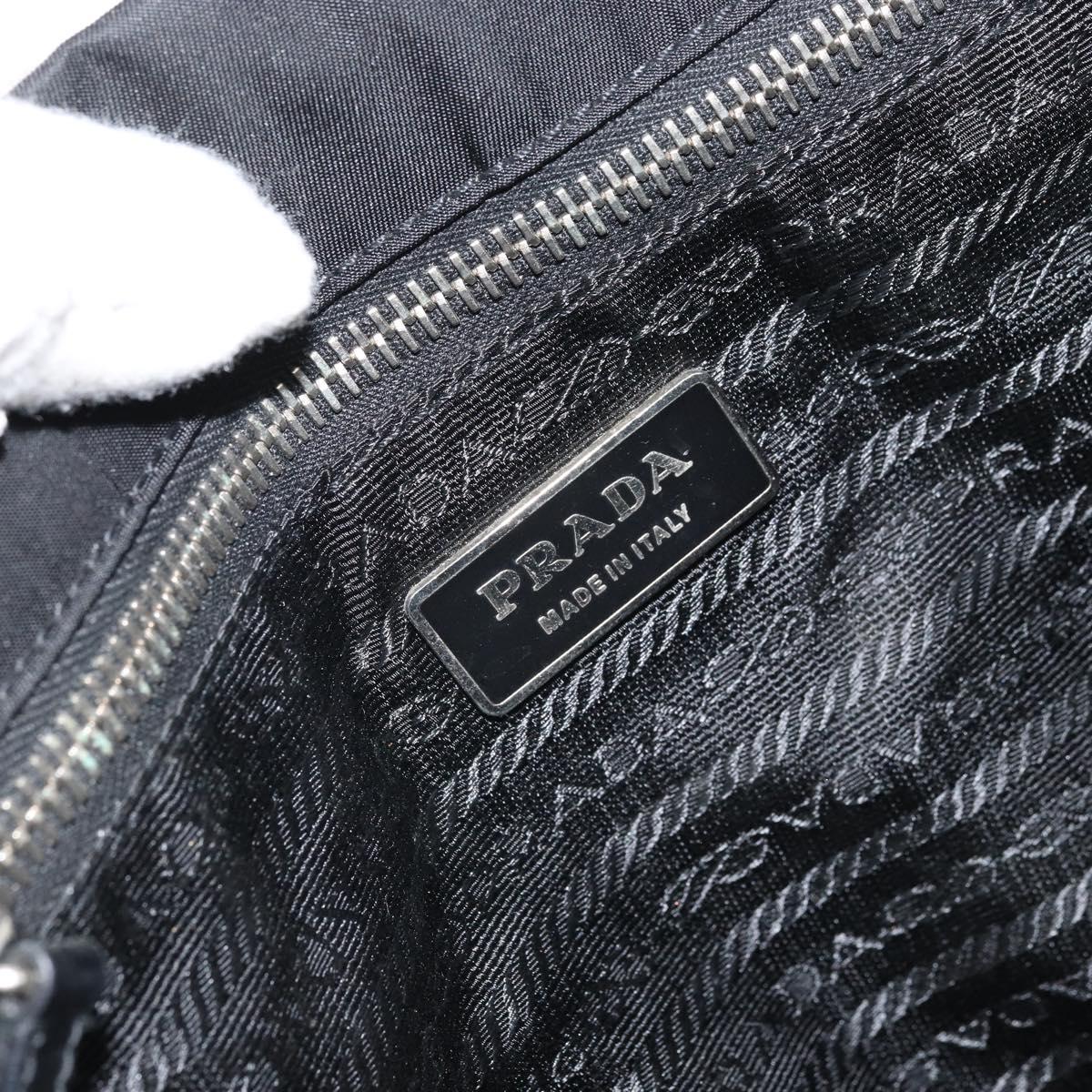PRADA Tote Bag Nylon Black Silver Auth 170131