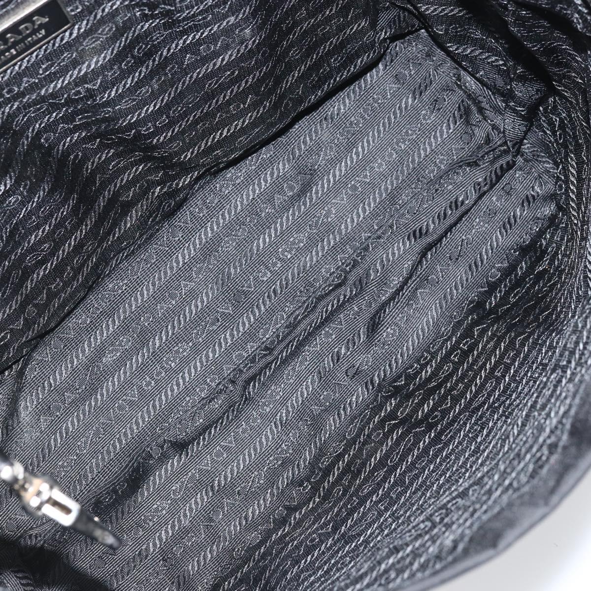 PRADA Tote Bag Nylon Black Silver Auth 170131
