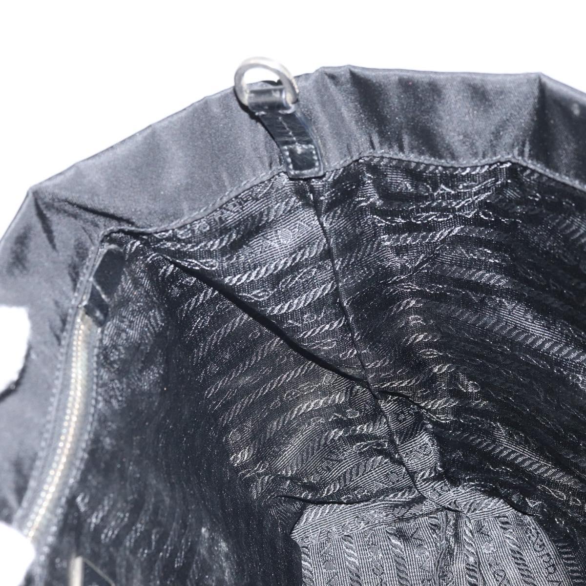 PRADA Tote Bag Nylon Black Silver Auth 170131