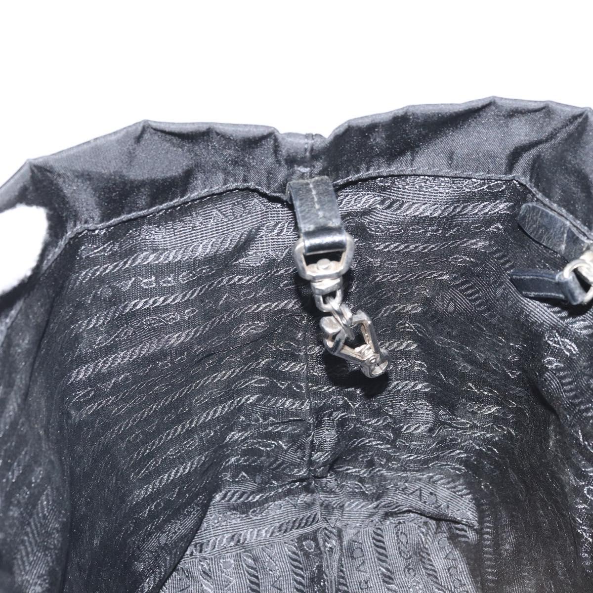 PRADA Tote Bag Nylon Black Silver Auth 170131