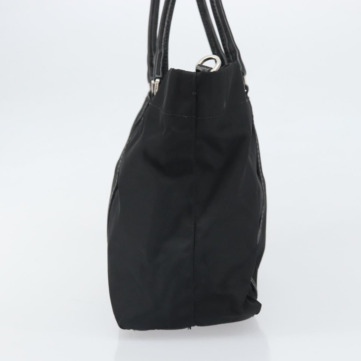 PRADA Tote Bag Nylon Black Silver Auth 170131